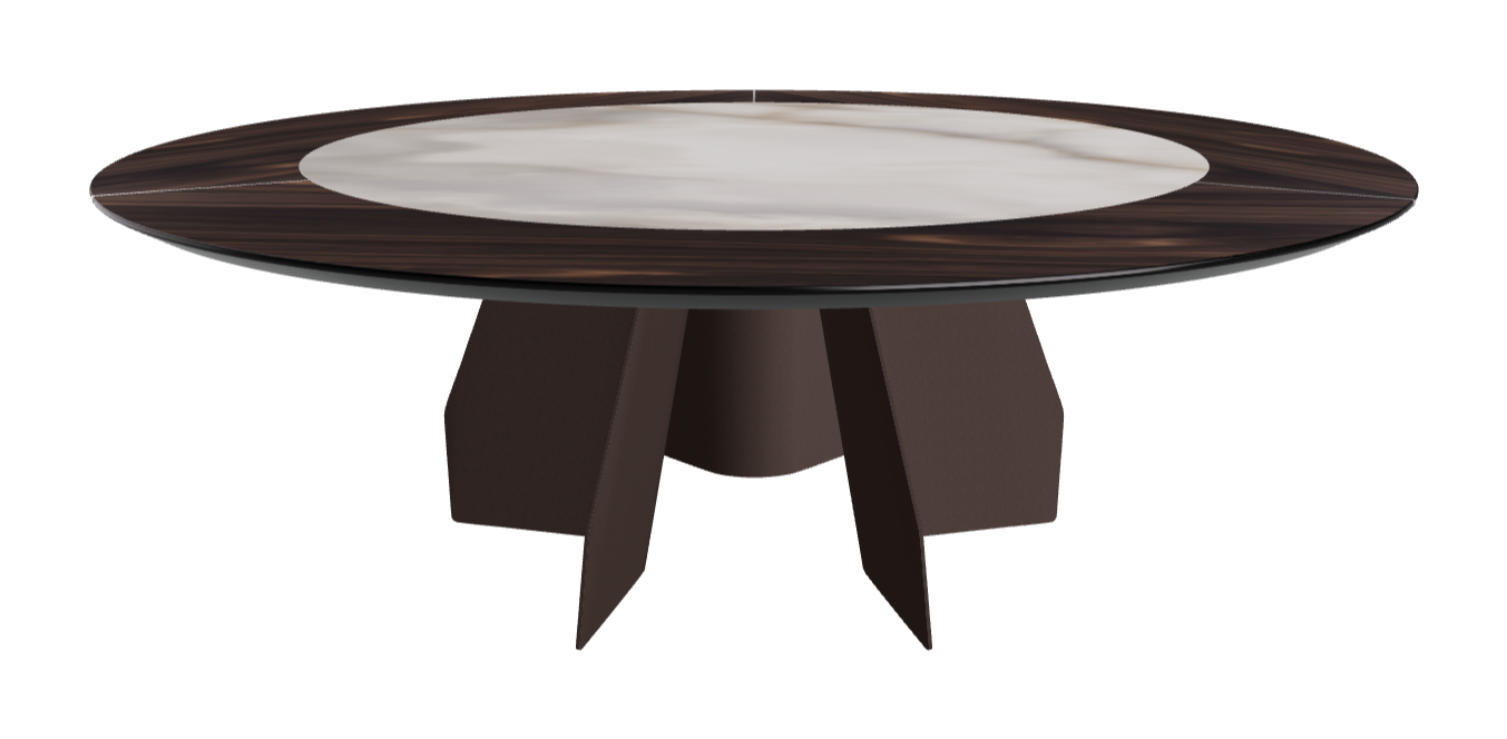 T Diameter 220 x Height 75 cm Swivel_Burned Oak_Bronze Embossed_Alabastro