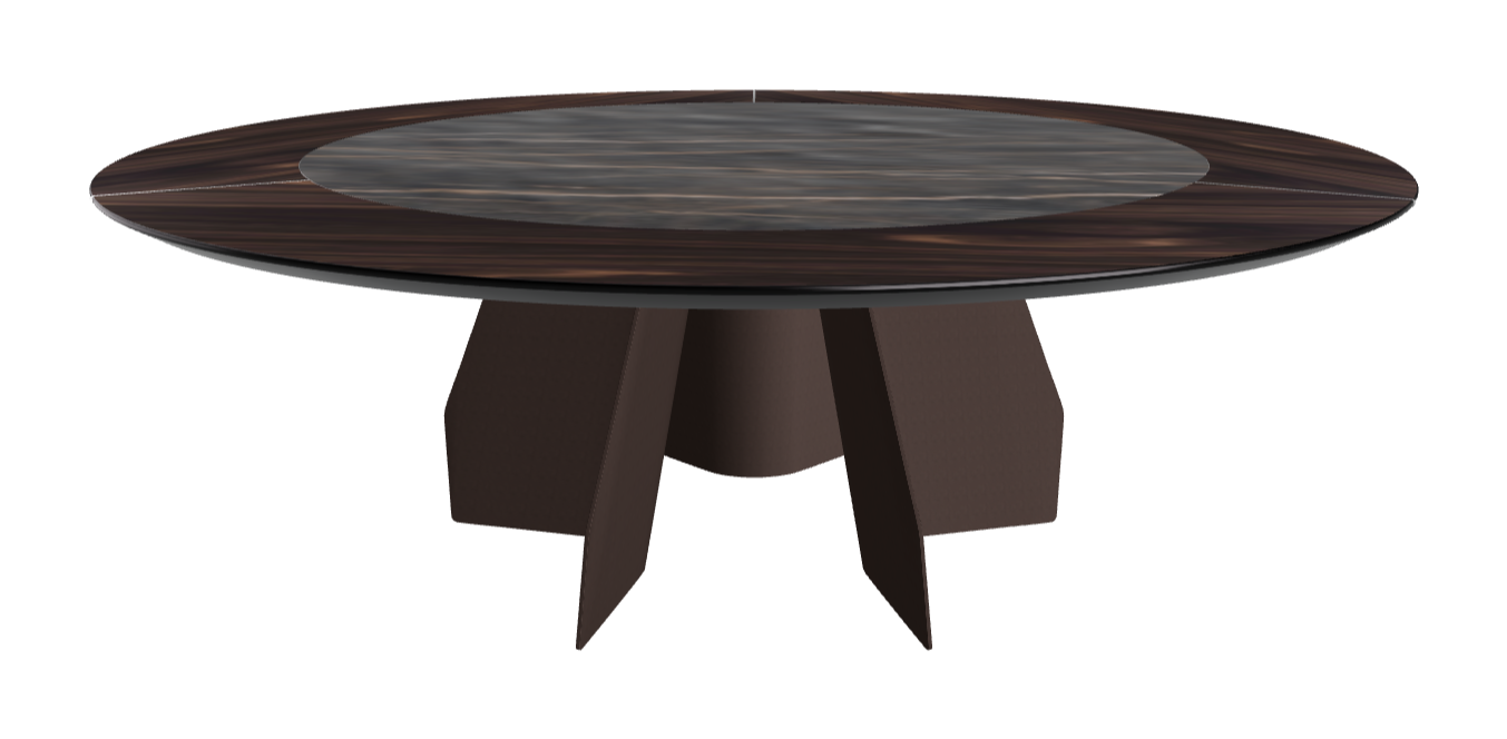 T Diameter 220 x Height 75 cm Swivel_Burned Oak_Bronze Embossed_Matt Portoro