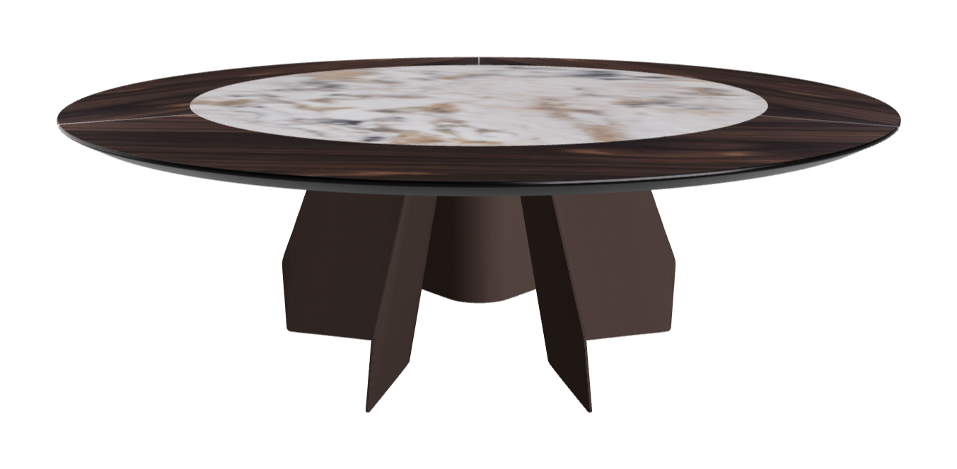 T Diameter 220 x Height 75 cm Swivel_Burned Oak_Bronze Embossed_Makalu