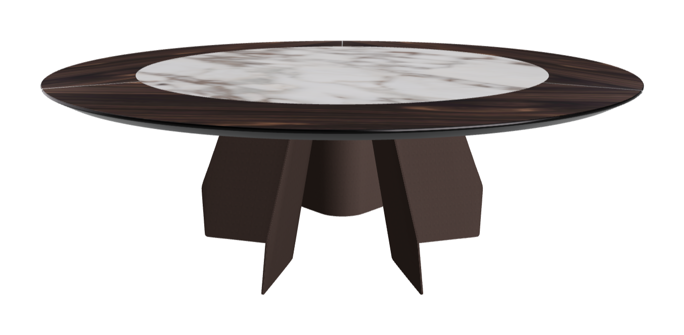 T Diameter 220 x Height 75 cm Swivel_Burned Oak_Bronze Embossed_Breccia
