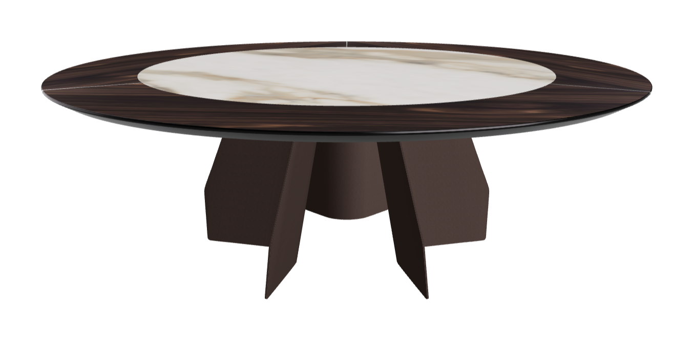 T Diameter 220 x Height 75 cm Swivel_Burned Oak_Bronze Embossed_Matt Borghini Calacatta