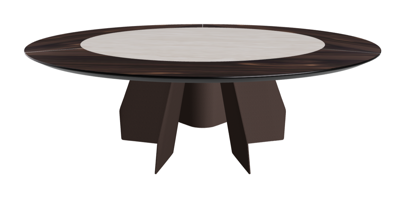 T Diameter 220 x Height 75 cm Swivel_Burned Oak_Bronze Embossed_Colosseo
