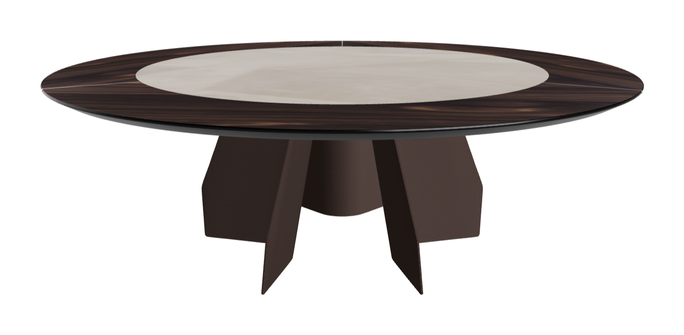 T Diameter 220 x Height 75 cm Swivel_Burned Oak_Bronze Embossed_Luxor