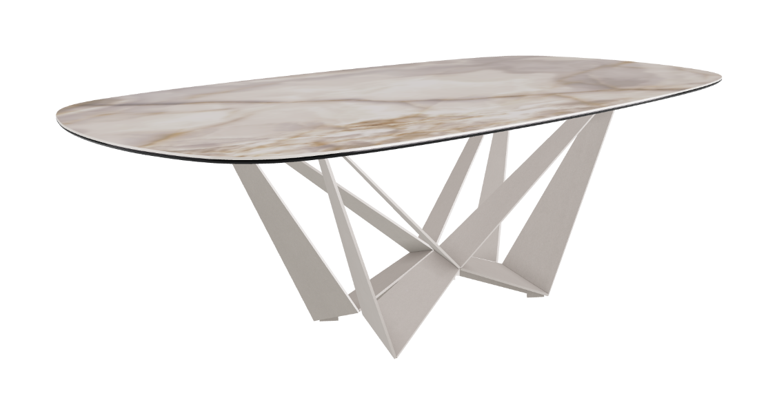 Cattelan Italia Skorpio Keramik Biscuit & Polygon Shaped Dining Table