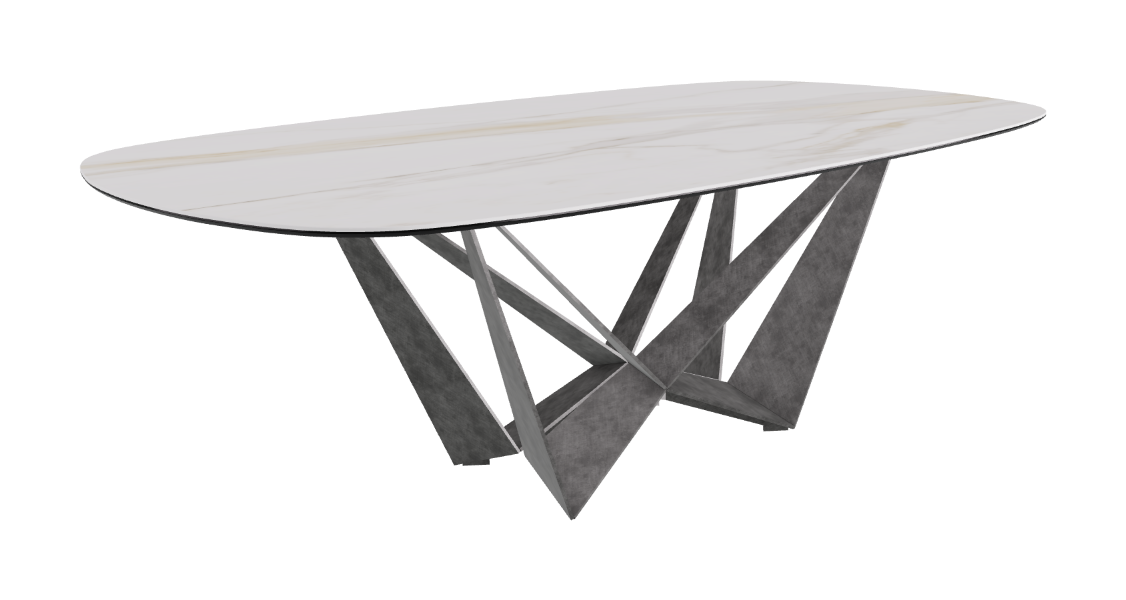 Cattelan Italia Skorpio Keramik Biscuit & Polygon Shaped Dining Table