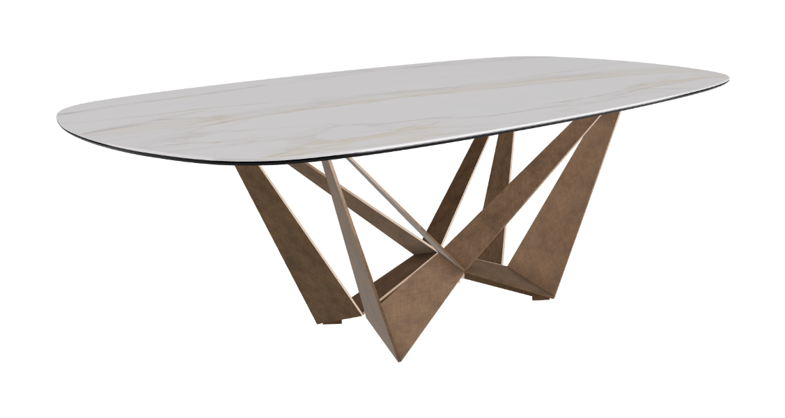 Cattelan Italia Skorpio Keramik Biscuit & Polygon Shaped Dining Table