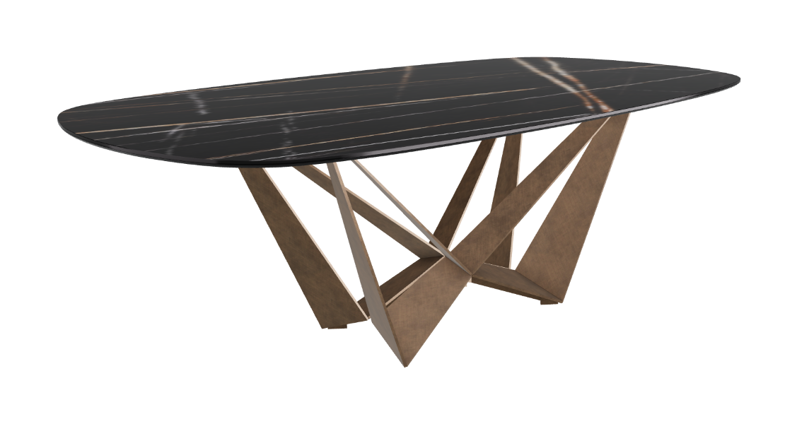 Cattelan Italia Skorpio Keramik Biscuit & Polygon Shaped Dining Table