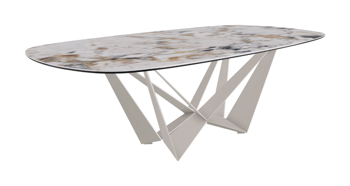 Cattelan Italia Skorpio Keramik Biscuit & Polygon Shaped Dining Table