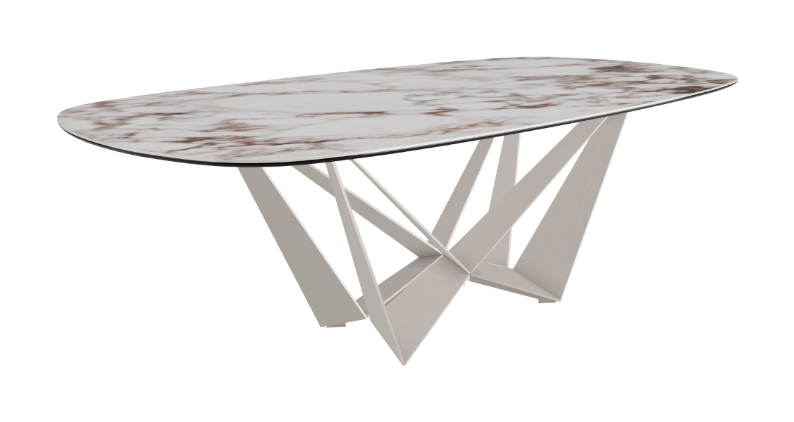 Cattelan Italia Skorpio Keramik Biscuit & Polygon Shaped Dining Table