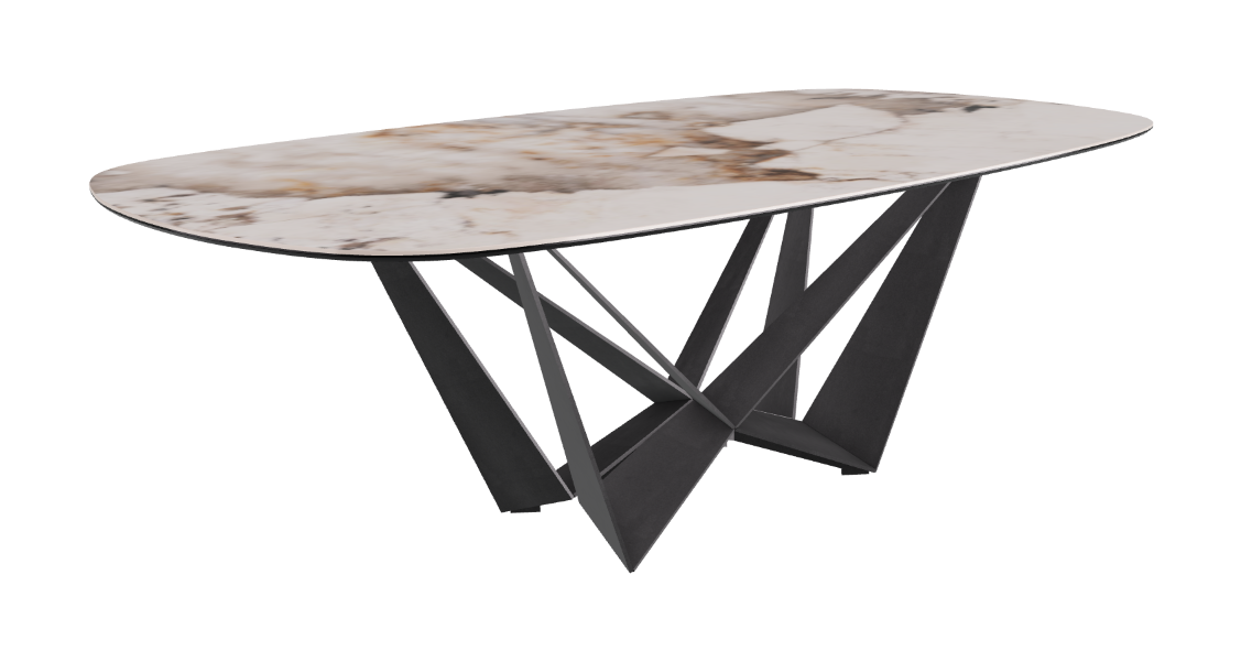 Cattelan Italia Skorpio Keramik Biscuit & Polygon Shaped Dining Table