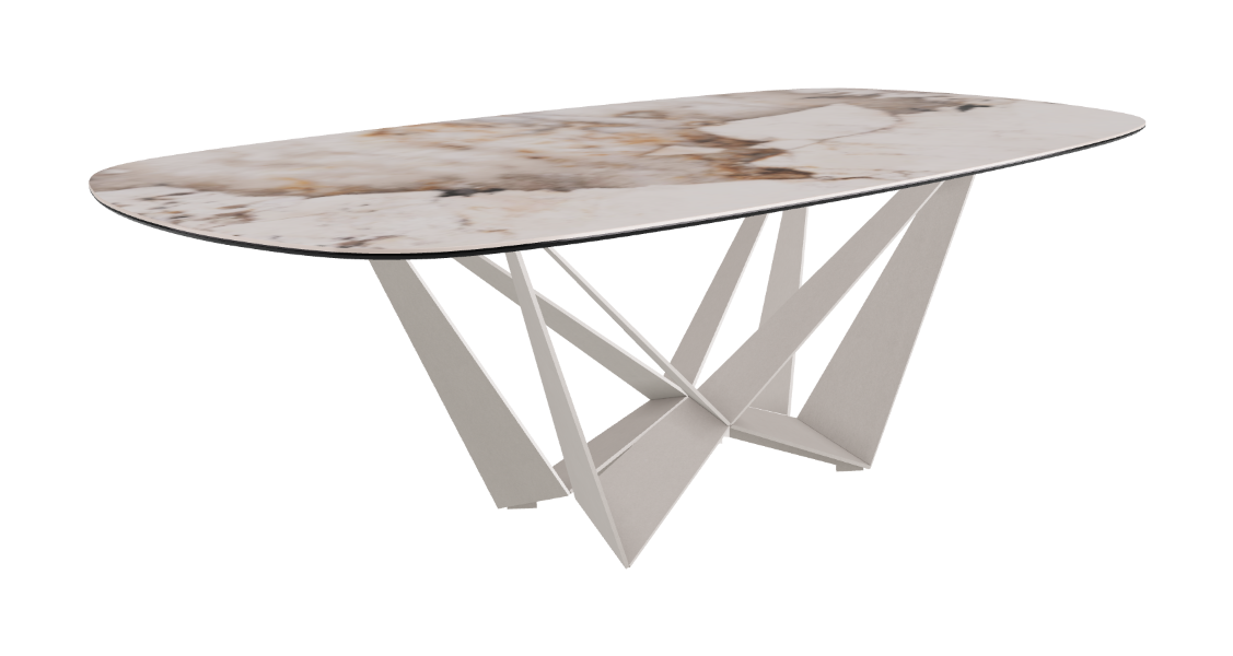 Cattelan Italia Skorpio Keramik Biscuit & Polygon Shaped Dining Table