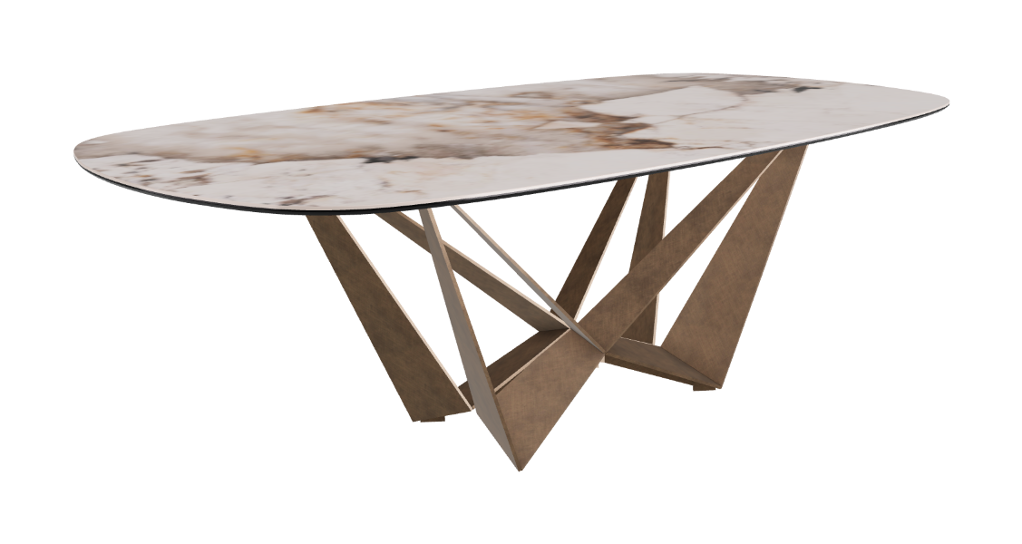 Cattelan Italia Skorpio Keramik Biscuit & Polygon Shaped Dining Table