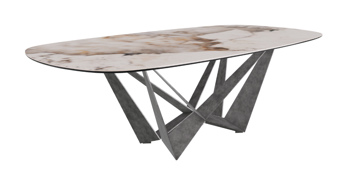 Cattelan Italia Skorpio Keramik Biscuit & Polygon Shaped Dining Table