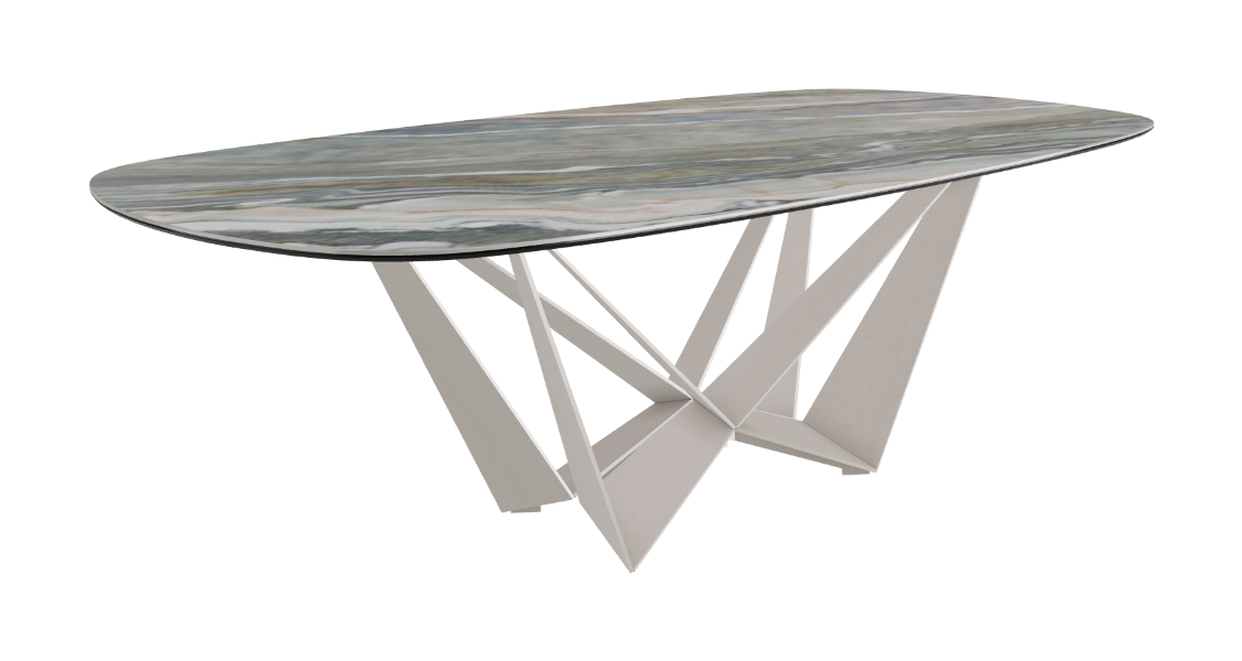 Cattelan Italia Skorpio Keramik Biscuit & Polygon Shaped Dining Table