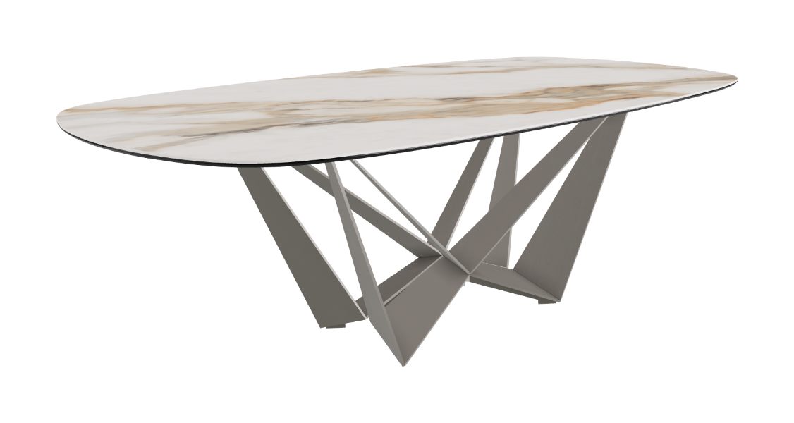 Cattelan Italia Skorpio Keramik Biscuit & Polygon Shaped Dining Table