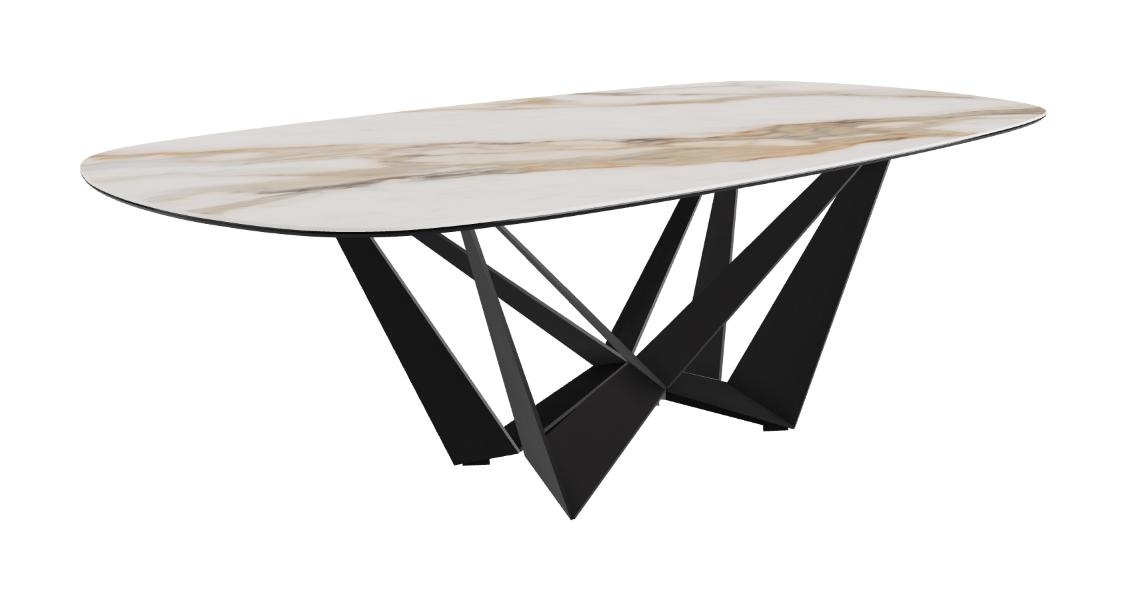 Cattelan Italia Skorpio Keramik Biscuit & Polygon Shaped Dining Table