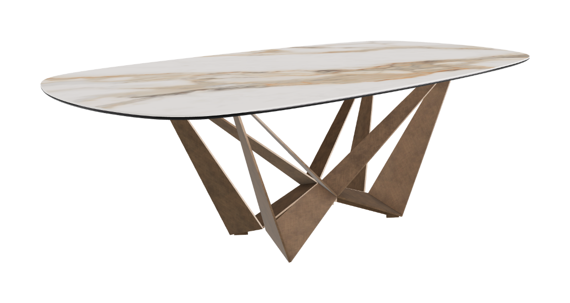 Cattelan Italia Skorpio Keramik Biscuit & Polygon Shaped Dining Table