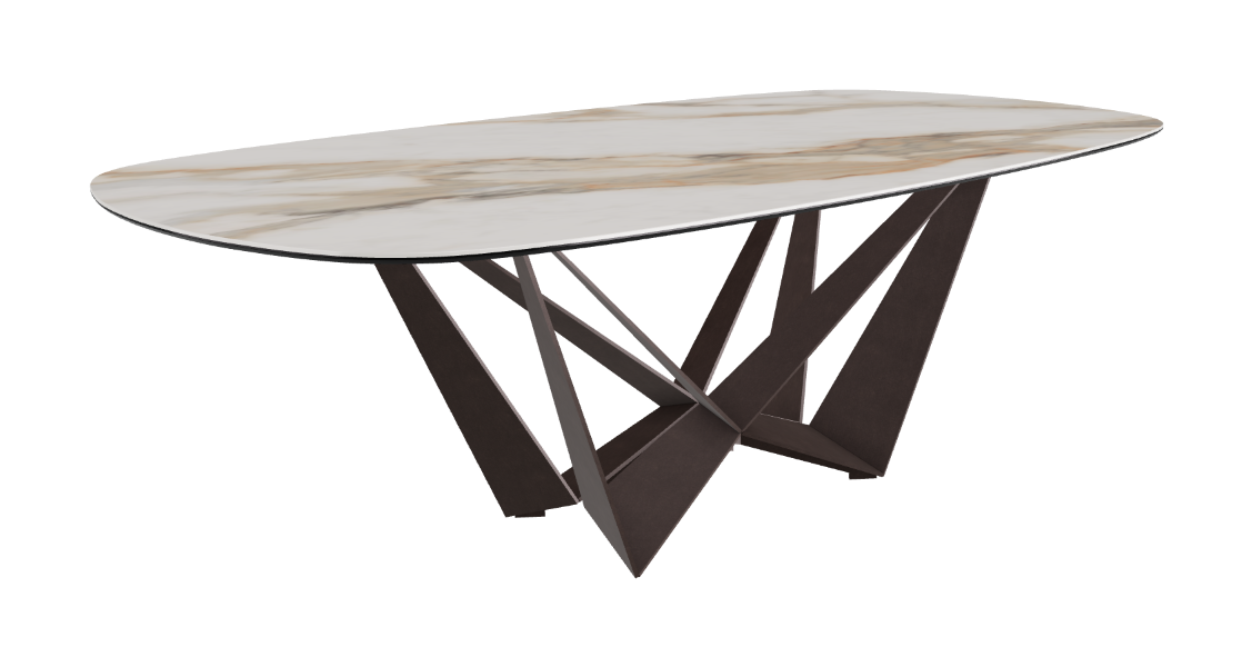Cattelan Italia Skorpio Keramik Biscuit & Polygon Shaped Dining Table