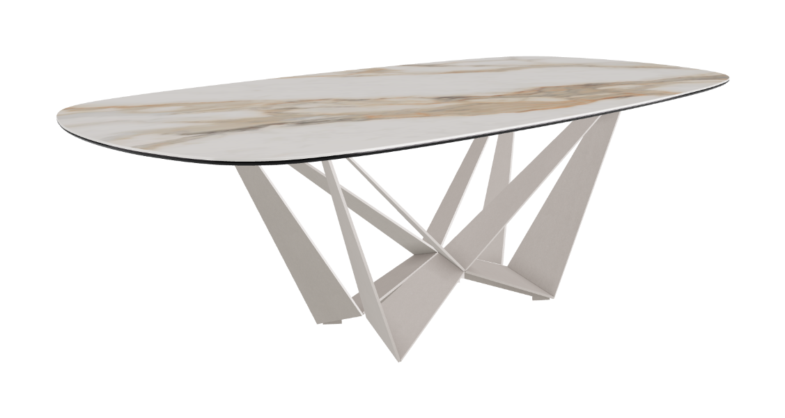 Cattelan Italia Skorpio Keramik Biscuit & Polygon Shaped Dining Table