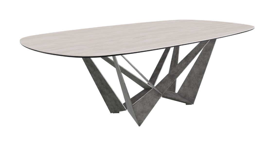 Cattelan Italia Skorpio Keramik Biscuit & Polygon Shaped Dining Table