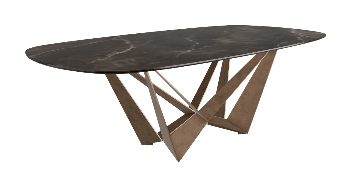 Cattelan Italia Skorpio Keramik Biscuit & Polygon Shaped Dining Table
