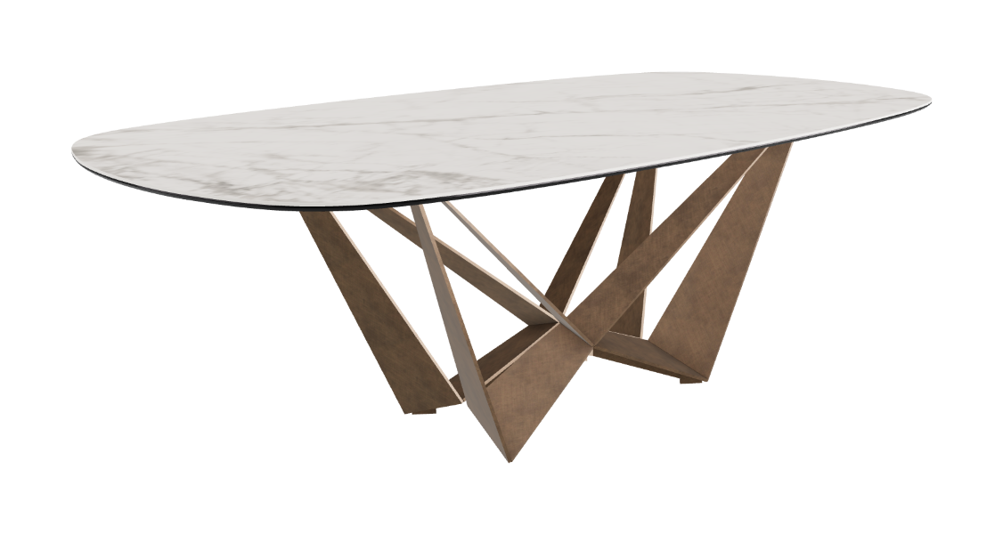 Cattelan Italia Skorpio Keramik Biscuit & Polygon Shaped Dining Table