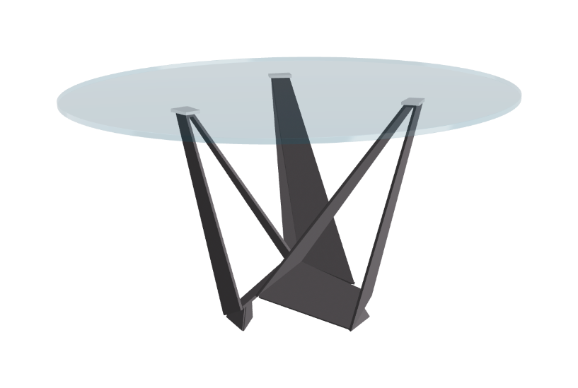 Cattelan Italia Skorpio Glass & Wood Round Dining Table