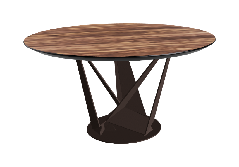 Cattelan Italia Skorpio Glass & Wood Round Dining Table
