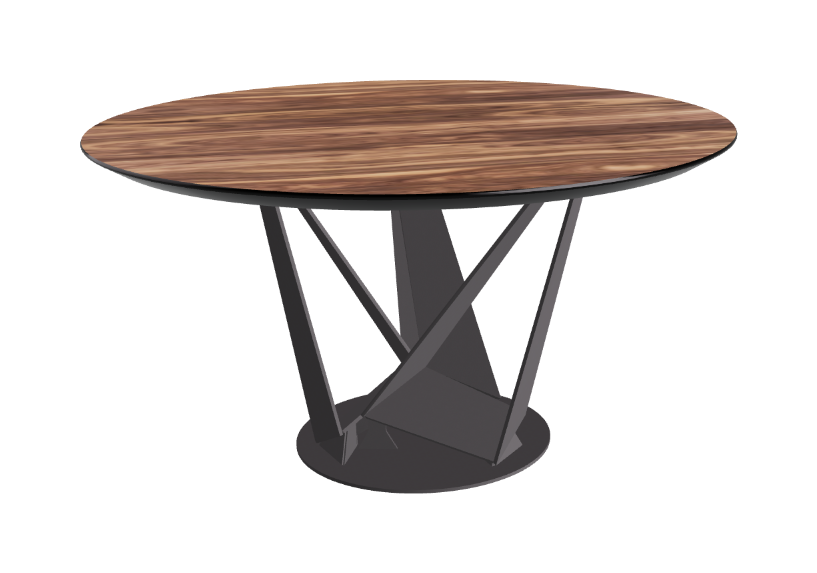 Cattelan Italia Skorpio Glass & Wood Round Dining Table