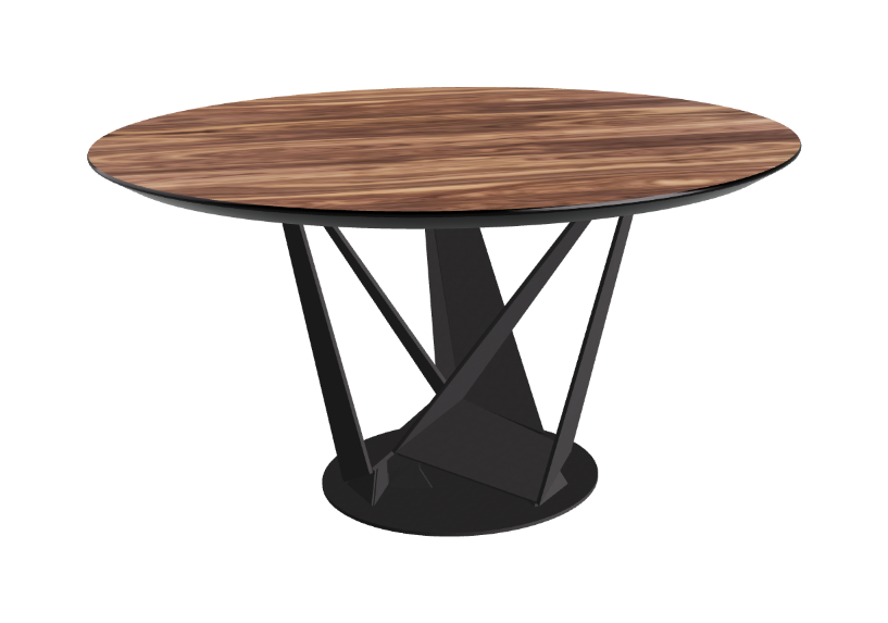 Cattelan Italia Skorpio Glass & Wood Round Dining Table