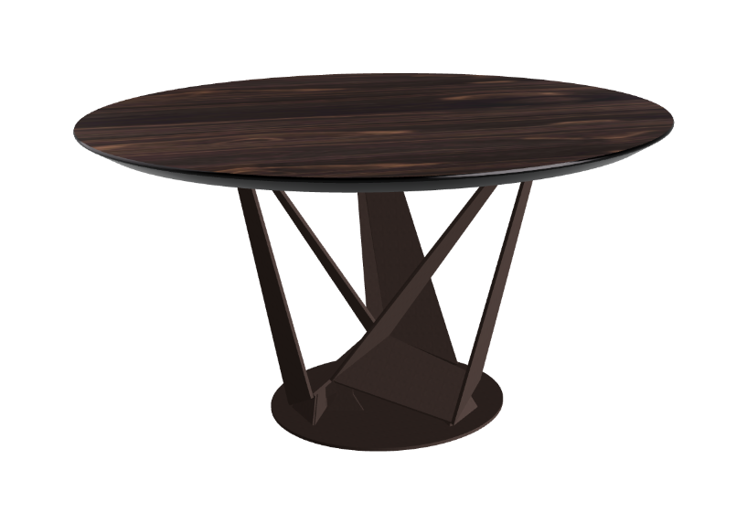 Cattelan Italia Skorpio Glass & Wood Round Dining Table