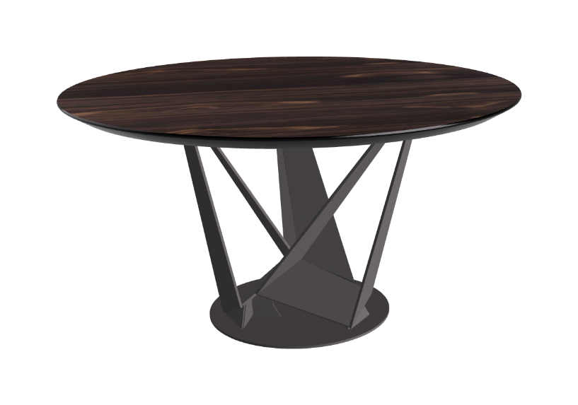 Cattelan Italia Skorpio Glass & Wood Round Dining Table