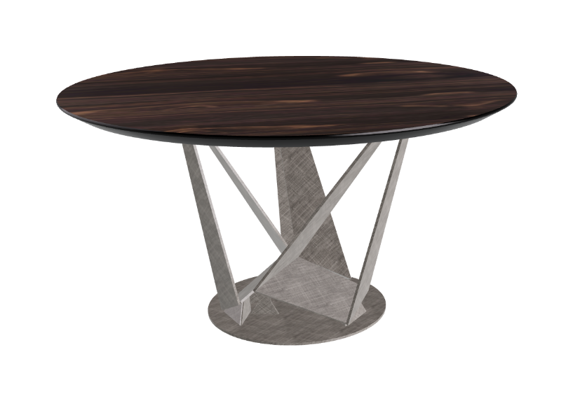 Cattelan Italia Skorpio Glass & Wood Round Dining Table
