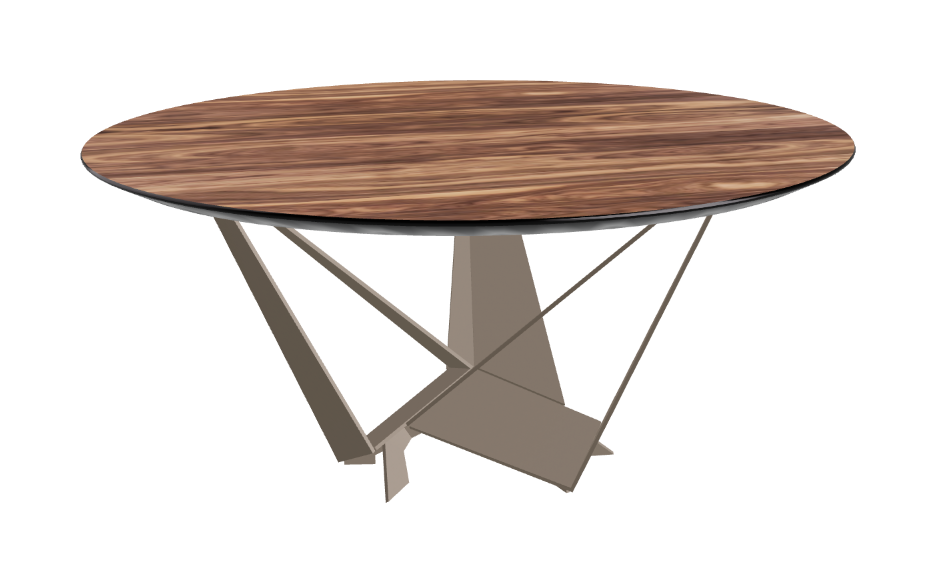 Cattelan Italia Skorpio Glass & Wood Round Dining Table