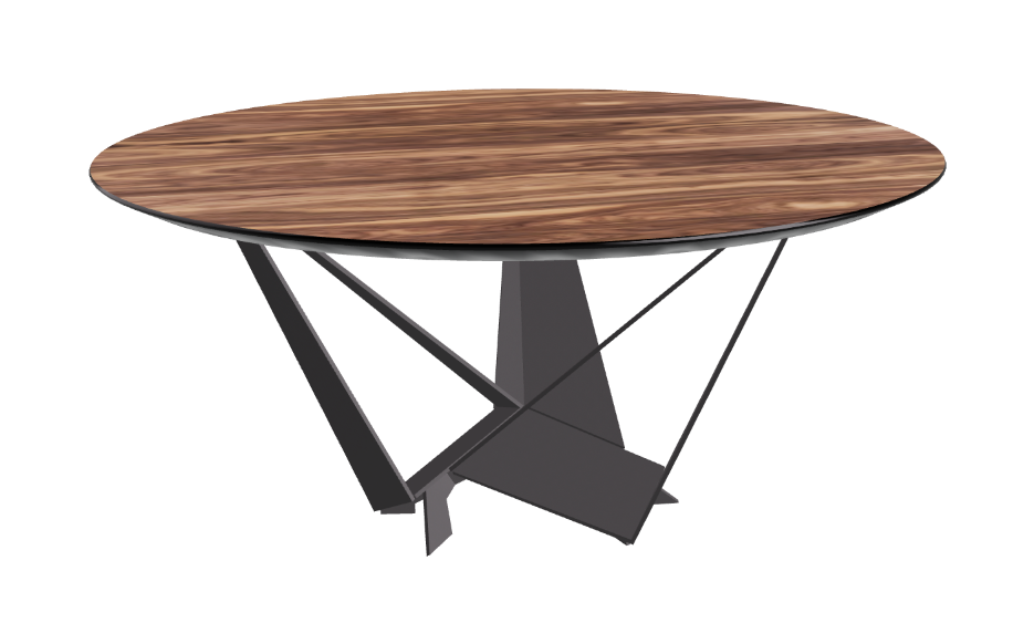 Cattelan Italia Skorpio Glass & Wood Round Dining Table