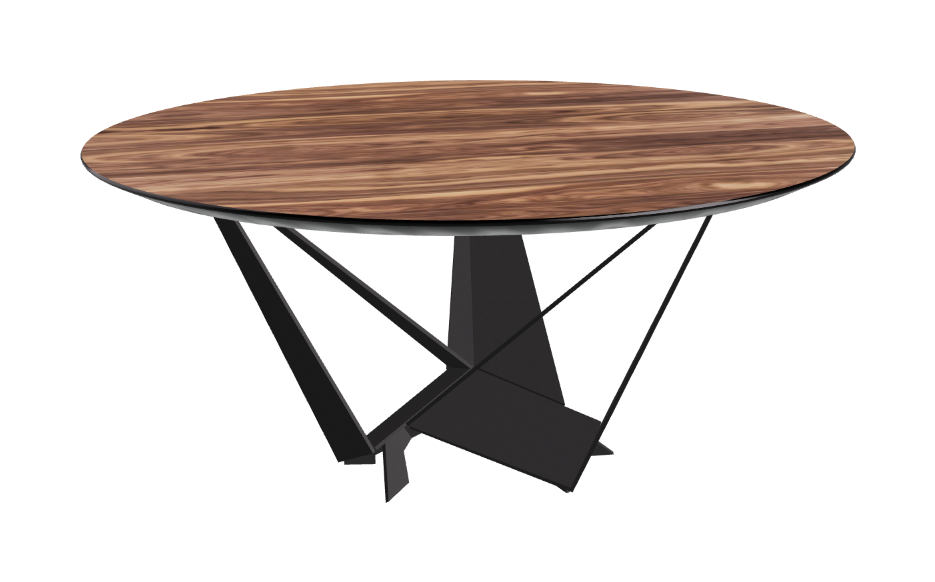 Cattelan Italia Skorpio Glass & Wood Round Dining Table