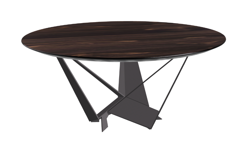 Cattelan Italia Skorpio Glass & Wood Round Dining Table