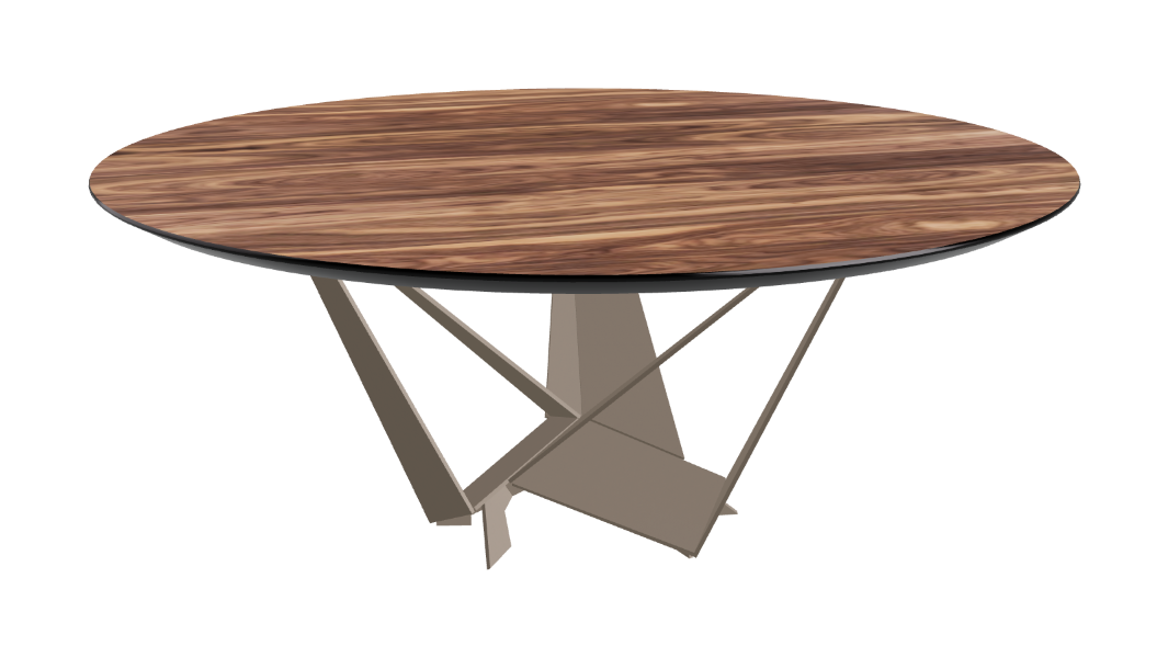 Cattelan Italia Skorpio Glass & Wood Round Dining Table