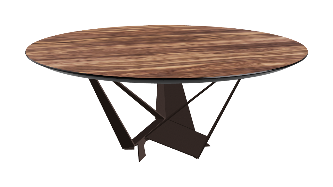 Cattelan Italia Skorpio Glass & Wood Round Dining Table