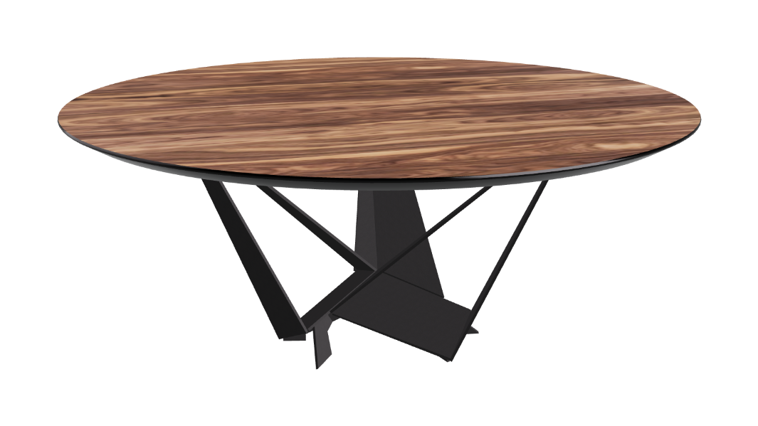 Cattelan Italia Skorpio Glass & Wood Round Dining Table