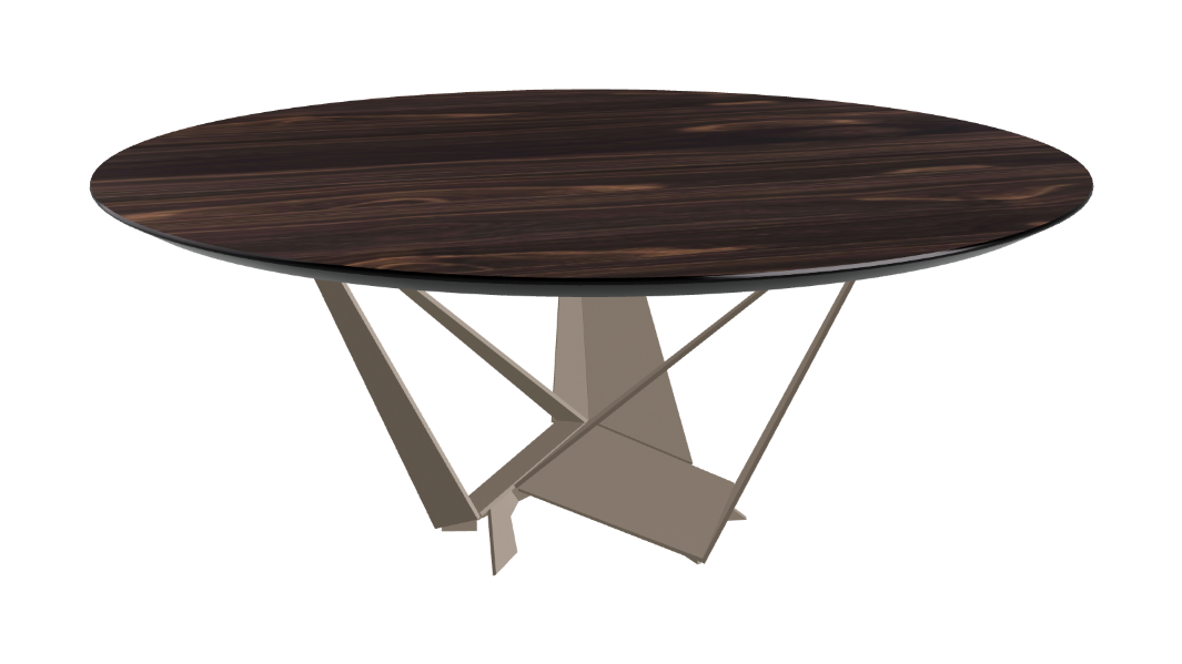 Cattelan Italia Skorpio Glass & Wood Round Dining Table