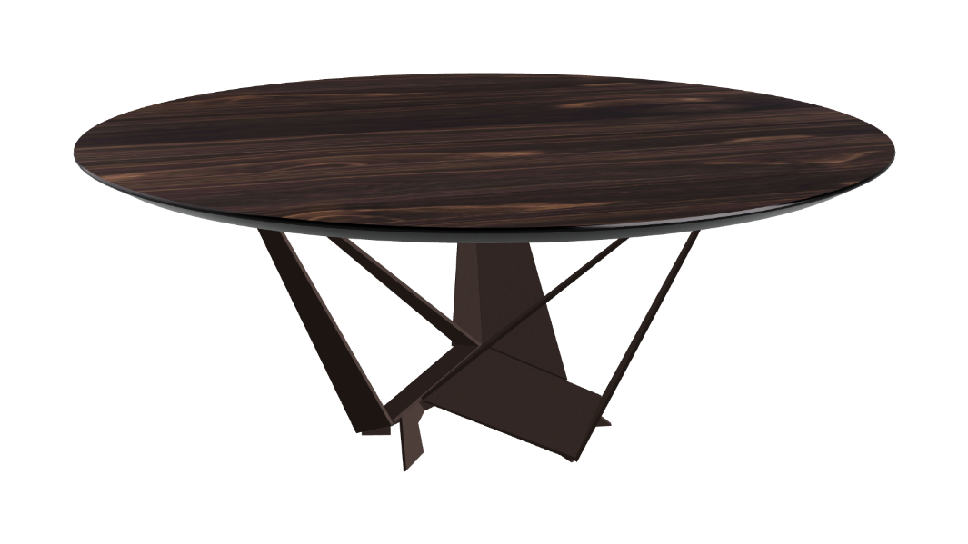 Cattelan Italia Skorpio Glass & Wood Round Dining Table