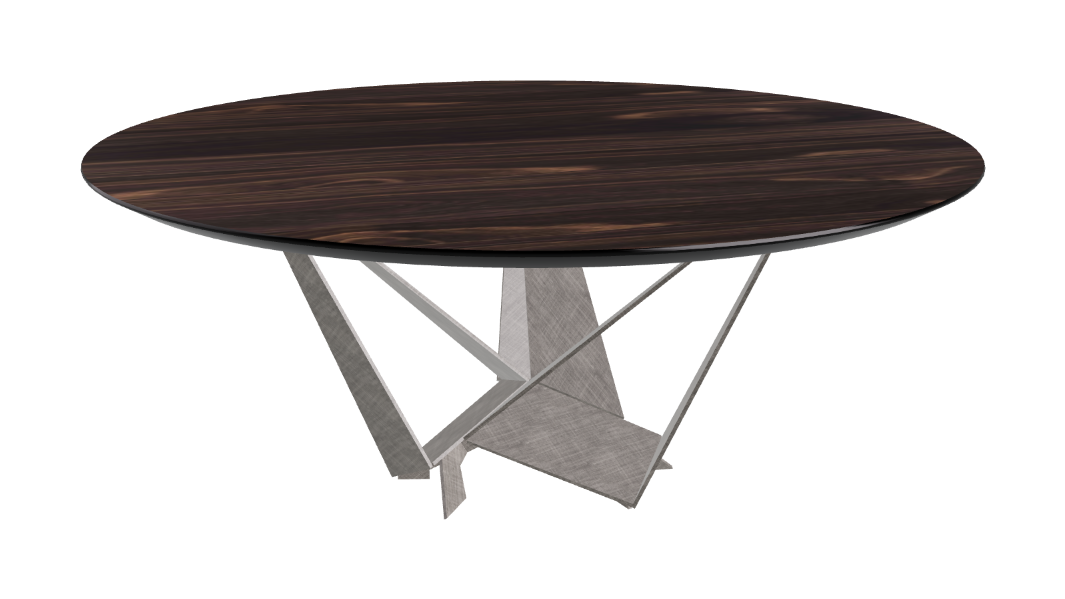 Cattelan Italia Skorpio Glass & Wood Round Dining Table