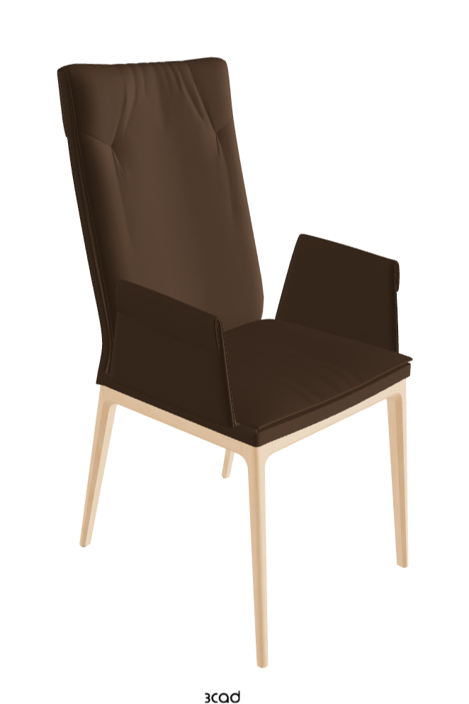 Sofia High Back Dining Armchair_Natural Stained Beech_Soft Leather_Biscotto