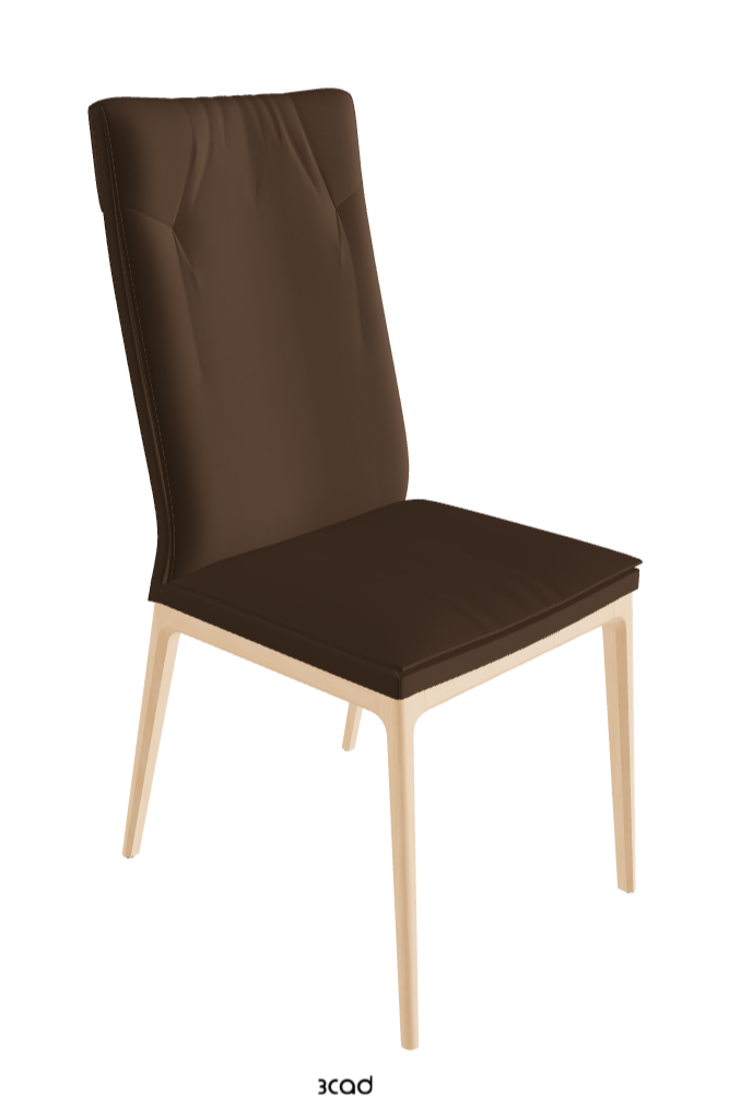 Sofia High Back Dining Chair_Natural Stained Beech_Soft Leather_Biscotto