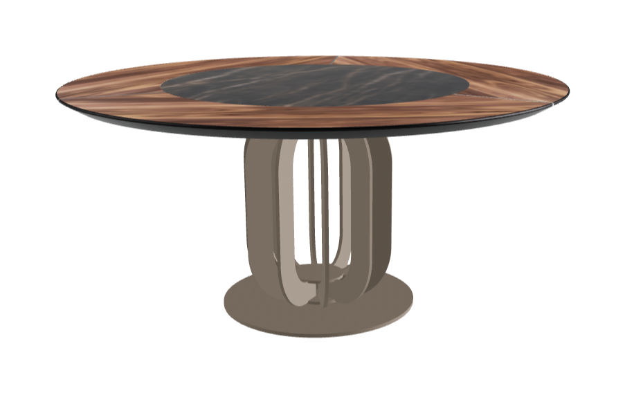 Diameter 160 x Height 75 cm_Glossy Portoro_Titanium Embossed_Walnut Canaletto
