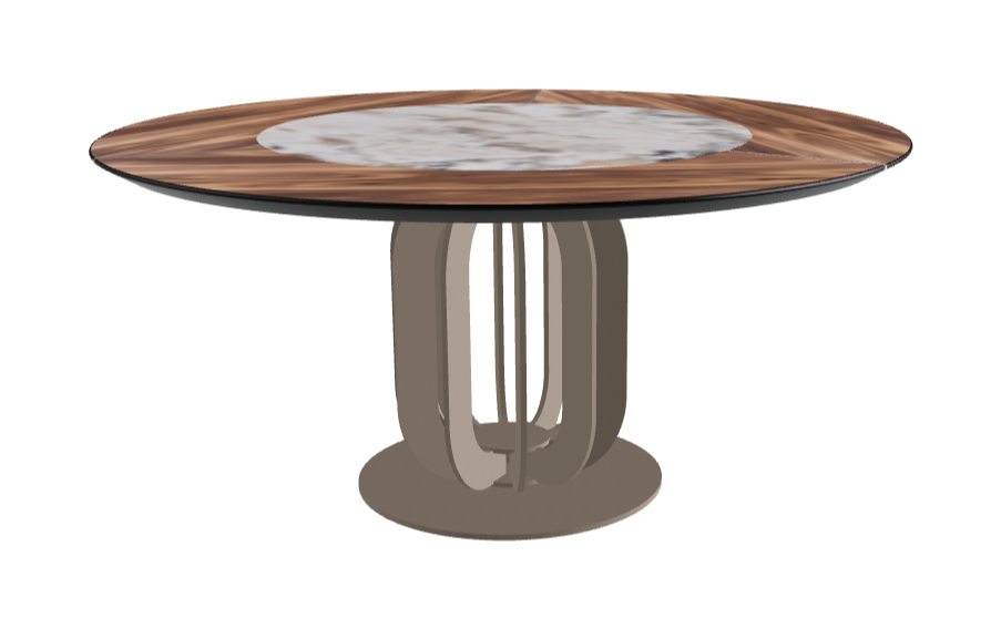 Diameter 160 x Height 75 cm_Makalu_Titanium Embossed_Walnut Canaletto