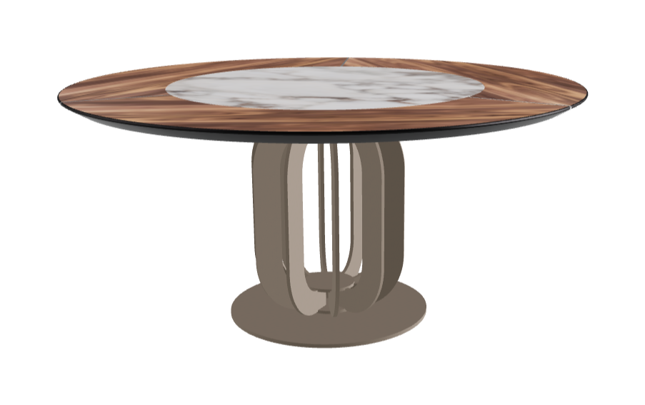 Diameter 160 x Height 75 cm_Breccia_Titanium Embossed_Walnut Canaletto
