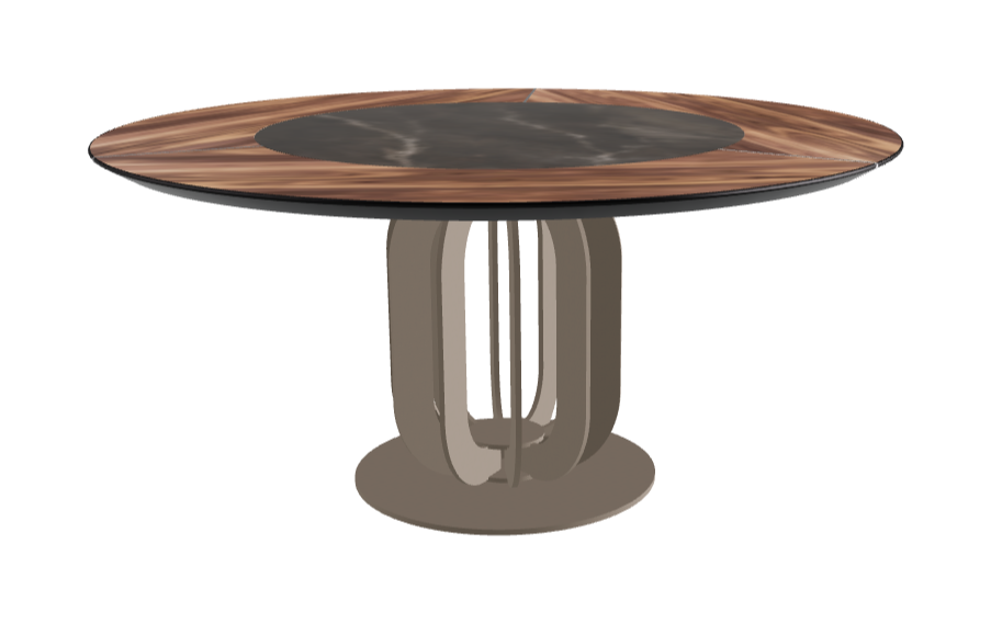 Diameter 160 x Height 75 cm_Andromeda_Titanium Embossed_Walnut Canaletto