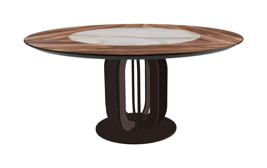 Diameter 160 x Height 75 cm_Alabastro_Bronze Embossed_Walnut Canaletto